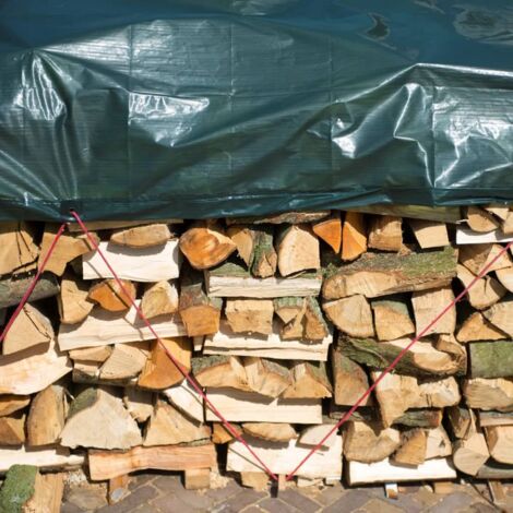 Bâche pour tas de bois - NATURE - 5 x 6 m - HDPE 90 g/m² - 100% étanche - Anti-UV