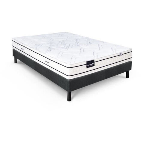 Ensemble matelas sommier 160x200 marque DUNLOPILLO - Hauteur 20 cm - Ressorts ensachés -5 zones - Equilibré - Fabriqué en France (1/5)
