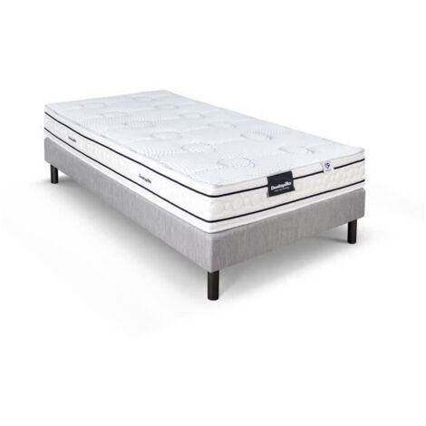 Ensemble matelas sommier 90x190 marque DUNLOPILLO Hauteur 21 cm - Latex - Aération -7 zones- Soutien Équilibré - Fabriqué en France (1/5)