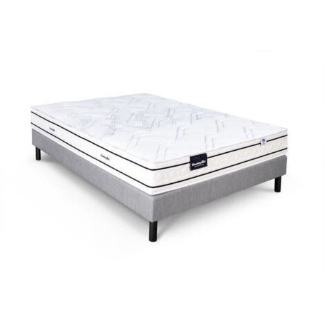 Ensemble matelas sommier 160x200 marque DUNLOPILLO - Hauteur 20 cm - Ressorts ensachés -5 zones - Equilibré - Fabriqué en France (1/5)