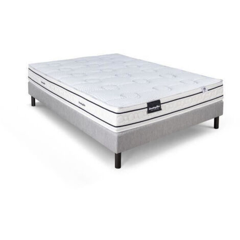 Ensemble matelas sommier 140x190 marque DUNLOPILLO Hauteur 21 cm- Latex -Aération -7 zones- Soutien Équilibré - Fabriqué en France (1/5)