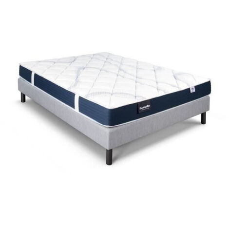 Ensemble matelas sommier 140x190 marque DUNLOPILLO - Hauteur 18 cm - Mousse Aérial - Soutien Ferme - Fabriqué en France (1/5)