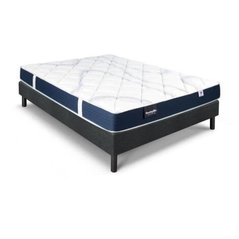 Ensemble matelas sommier 160x200 marque DUNLOPILLO - Hauteur 18 cm - Mousse Aérial - Soutien Ferme - Fabriqué en France (1/5)