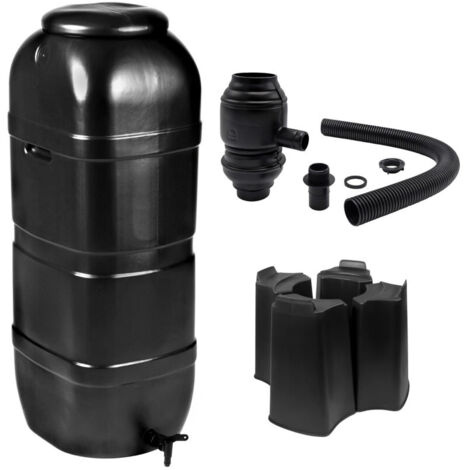 NATURE Récupérateur d'eau kit - 100 litres - Forme colonne - Traité anti-UV - Fabriqué en Europe - Noir