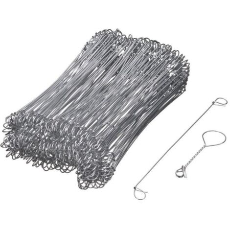 NATURE Lot de 200 Liens a boucle en acier galvanisé pour torsadeuse a fil - (L16 cm x Ø1 mm)