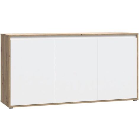 Buffet 3 portes AUCUNE SKELPE 152,6 cm blanc mat chêne Artisan (1/5)