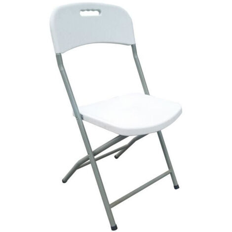 Lot de 2 chaises de jardin pliantes pour réception - 42 x 42 x 87 cm - Structure grise - Assise blanche (1/5)