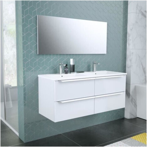 ZOOM Ensemble Meuble de salle de bain - L 120 - Blanc (1/4)