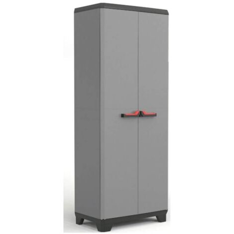 Armoire de rangement 38 x 39 x 173 cm 2 Portes 3 Étagères 15kg Réglables Grise Intérieur / Exterieur KETER