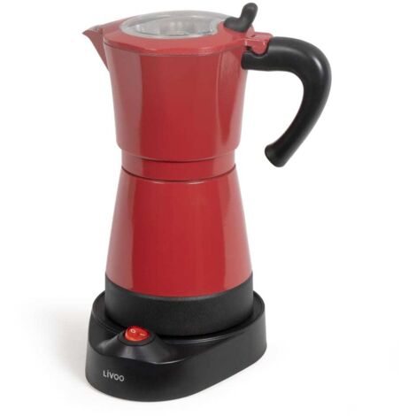 Cafetière italienne électrique 300ml – 6 tasses – 480W – Aluminium – Fonction maintien au chaud – Socle pivotant 360° – Livoo