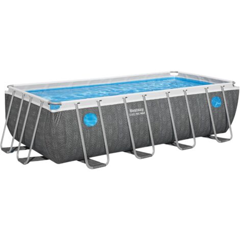 Bestway Piscine hors sol tubulaire rectangulaire Bestway Steel Pro Max Splashview 488 x 244 x 122 cm gris (1/7)