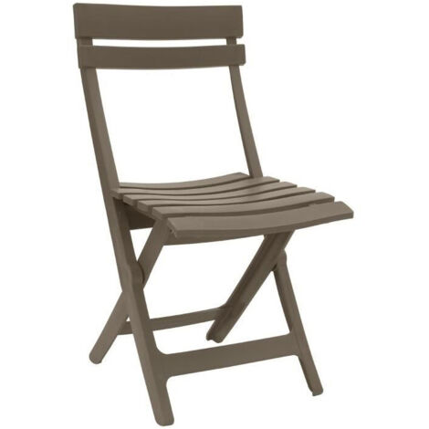 Chaise pliante Miami - GROSFILLEX - Taupe - Résistante aux intempéries et UV (1/5)