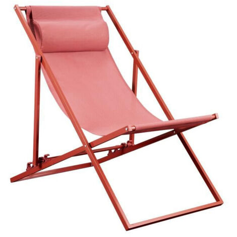 Chilienne en acier textilène terracotta – Dimensions L 63 x P 104 x H 85 cm – Tube acier 15 x 25 x 0.9mm – Poids 5kg (1/6)