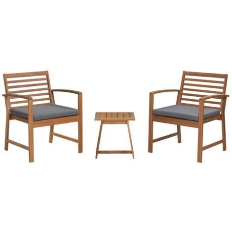 Salon de jardin en bois d'Acacia FSC avec coussins - 2 personnes - Cali - Gris (1/5)