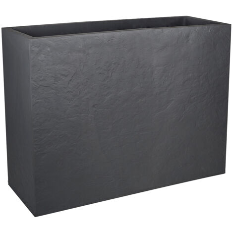 EDA – Jardinière rectangulaire Volcania effet pierre 78,5 x 29,5 x 60 cm – Contenance 46 L – Polypropylène anti-UV – Gris anthracite