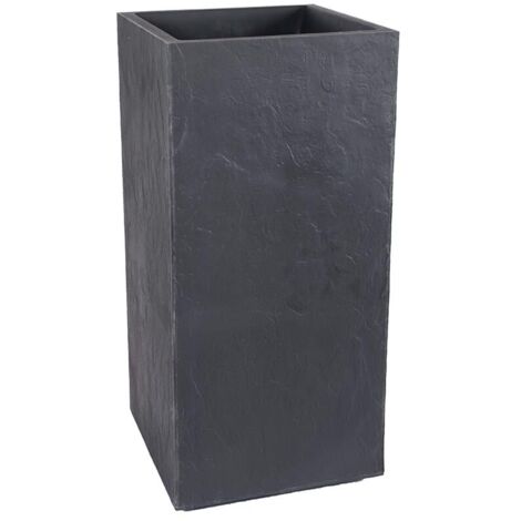 Pot de fleurs carré Haut Volcania - 39,5 x 39,5 x 80 cm - 31 L - Gris anthracite - Eda