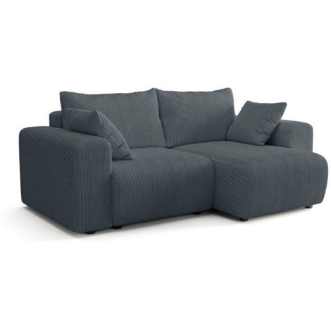 Canapé fixe d'angle réversible - 4 places - BOGOTA - Tissu Gris anthracite - 227 x 138 x 86 cm (1/5)