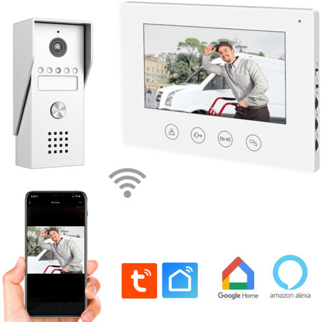Portier vidéo filaire connecté WiFi 2 fils – Écran tactile 7” – Assistant vocal Alexa/Google Home – Vision nocturne