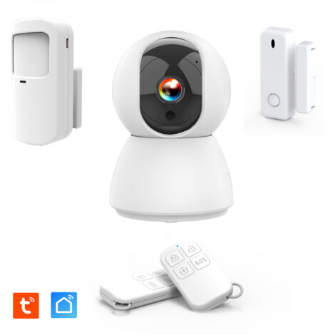 Kit d'alarme évolutif - KYF - 434Mhz - Wifi - Caméra IP PT 4MP avec sirene + Détecteur de mouvement/d'ouverture + 2 télécommandes (1/5)