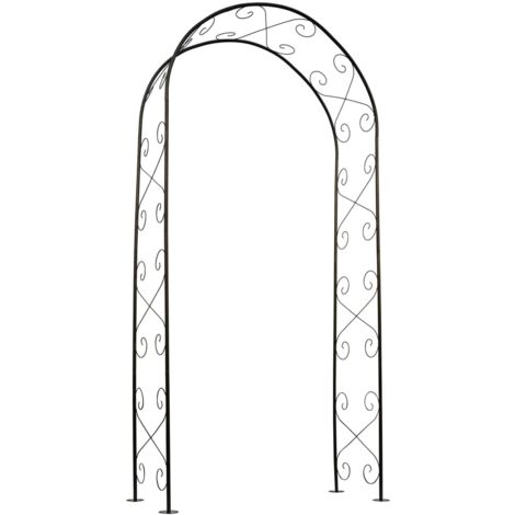 Pergola arche - NATURE - Métal - 112,5 x 39,5 x 231 cm - Noir - Décor volutes (1/6)