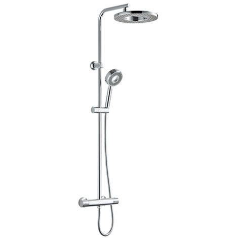 Edouard Rousseau – Colonne de douche thermostatique – Tête Ø250 mm orientable en ABS – Douchette 1 jet pluie – Flexible inox 1,5 m – Mitigeur thermostatique (1/2)