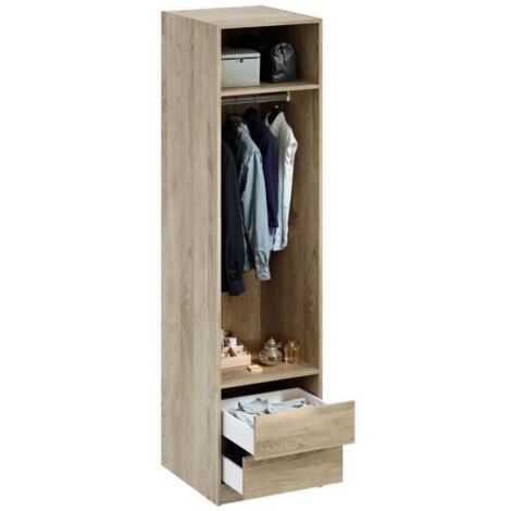 Dressing compact No Brand chêne 2 tiroirs 2 étagères 1 barre de penderie (1/5)