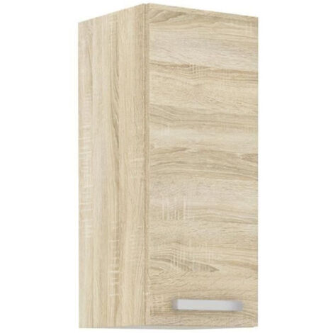 Meuble haut 1 porte battante - Décor chene sonoma - L 30 x P 31,6 x H 72cm - LASSEN (1/5)