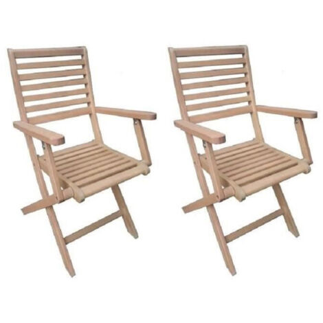 Lot de 2 fauteuils pliantes de jardin en eucalyptus FSC - 57,5x56x90cm (1/5)