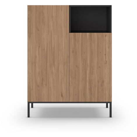 Buffet haut GM CAILIN chêne artisan et noir 2 portes 1 niche (1/3)