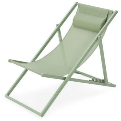 Transat Chilienne PAROS - Structure en acier - L 63 x P 104 x H 85 cm Vert kaki (1/5)
