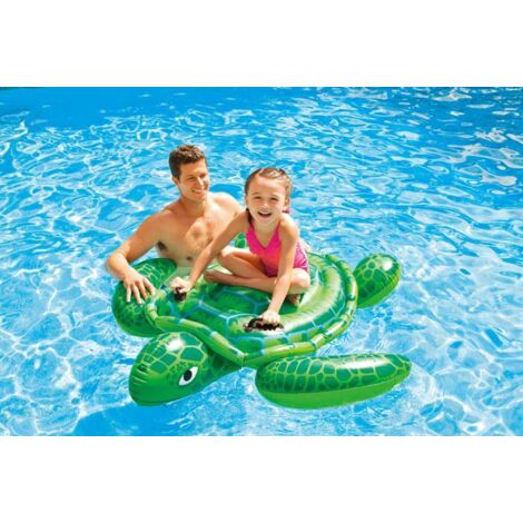 Intex – Matelas gonflable tortue de mer 150 x 127 cm – 2 poignées de maintien – 4 palmes flipper – Pour enfants à partir de 3 ans (1/4)