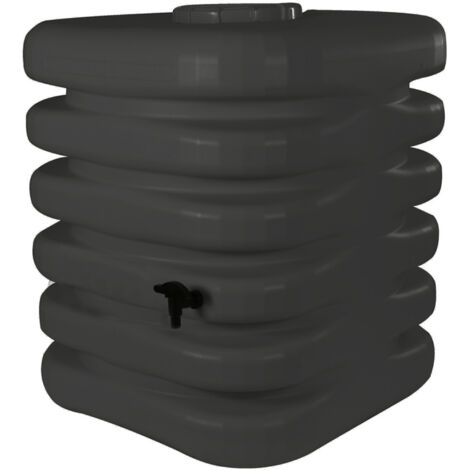 Récupérateur d'eau de pluie cubique 1000 L – Kit de raccord chéneau inclus – Polyéthylène recyclé – Résistant aux UV – Couleur anthracite – Bellijardin