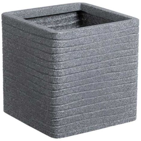Pot de fleur - STRATA - Carré - Banbury - Ø 30.5cm x 30cm H - Couleur cendres (1/2)