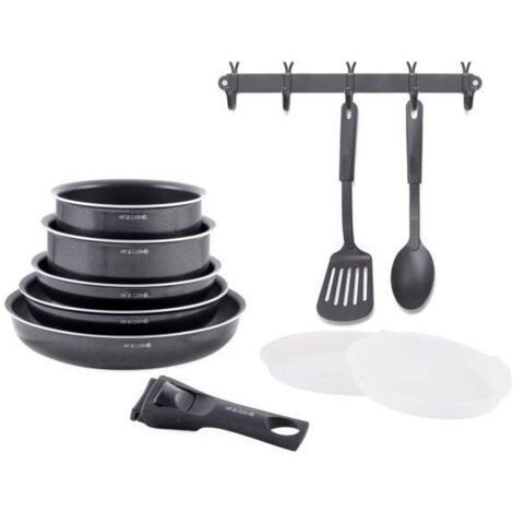 Batterie de cuisine - Tous feux dont induction - ART & CUISINE - AC1083 - Aluminium - 10 pieces - Noir (1/5)