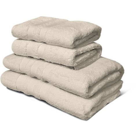 Lot de 4 serviettes - LOVELY HOME - 2 Serviettes 50 x 100 cm + 2 Draps de douche 70 x 140 cm - Beige (1/3)
