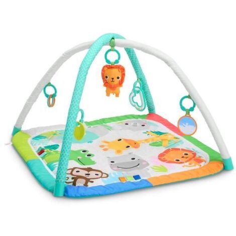 BRIGHT STARTS Tapis de sol éveil bébé évolutif pliable- Jungle Bleu- arche avec jouets sensoriels et musicaux, miroir (1/5)