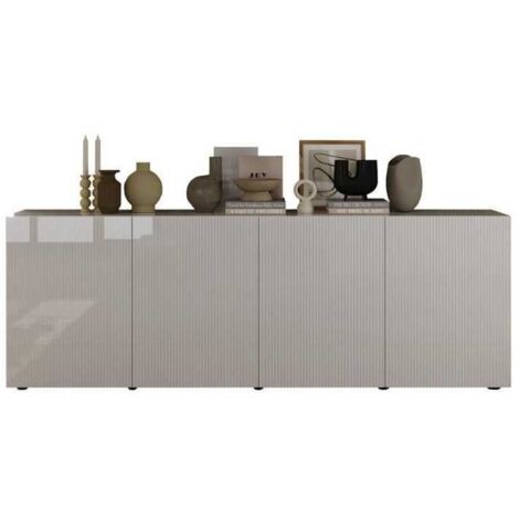 Buffet AUCUNE RICCIONE 4 portes Blanc laqué brillant 241 x 42 x 84 cm (1/5)