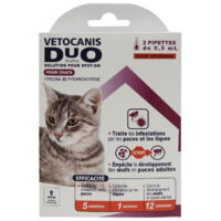 Action Duo pipette - VETOCANIS - Anti-Puces Anti-Tiques Chat