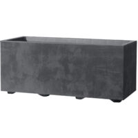 Jardinière muret Millennium R 59x25xH25 cm – Anthracite – Réserve d'eau – Injectée recyclée et recyclable – Résistante au gel et UV – Deroma