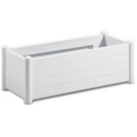 Stefanplast – Jardinière rectangulaire effet bois 100x43xH35cm – Volume 80L – Couleur blanche – Pour espaces extérieurs