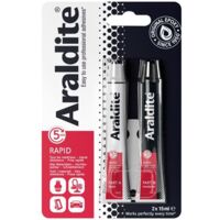 Colle époxy bi-composant 2 x 15 ml – Prise rapide 5 min – Haute résistance aux chocs et à l'humidité – Pour métal, bois, plastique, verre – Araldite