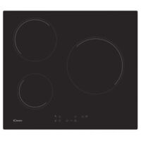 Candy – Plaque vitrocéramique 3 foyers CH63CT – 5500W – L 60cm – Surface facile à nettoyer – Finition bords droits
