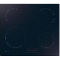 Candy – Plaque de cuisson induction 4 foyers – Surface vitrocéramique noire – Puissance jusqu'à 3000 W – Commandes tactiles – Compatible application hOn