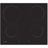 Candy – Table de cuisson vitrocéramique 4 foyers 6500W – Commandes tactiles – Dimensions 59x52cm – Sécurité enfants et anti-surchauffe