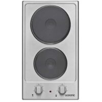 Oceanic – Plaque de cuisson électrique 2 foyers – Inox – Largeur 29 cm – 2 niveaux de puissance 1000W/1500W – Garantie 2 ans