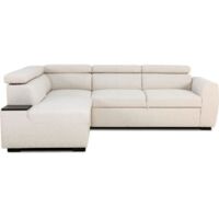 Canapé d'angle convertible réversible - 4/5 places - KELIO - Tissu Beige - 3 tétières - 245 x 184 x 77/87 cm
