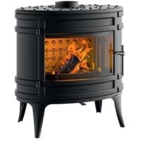 Invicta – Poêle à bois en fonte 8 kW – Évacuation des fumées par le dessus – Flamme verte – Pour surfaces jusqu'à 100 m²