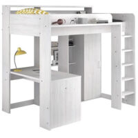 Les Tendances – Lit mezzanine enfant 90 x 200 cm – Structure en panneau de particules décor Pin Petterson – Sommier inclus – Optimisation espace chambre