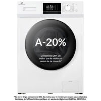 Continental Edison – Lave-linge hublot 12kg – Moteur induction silencieux – Essorage 1400 trs/min – Classe A – Blanc