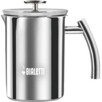 Mousseur à lait 330 ml en acier – Mousse dense pour cappuccino – Design élégant pour barista – Compatible avec toutes boissons chaudes – Bialetti
